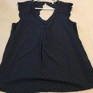 Navy scalloped sleeve blouse